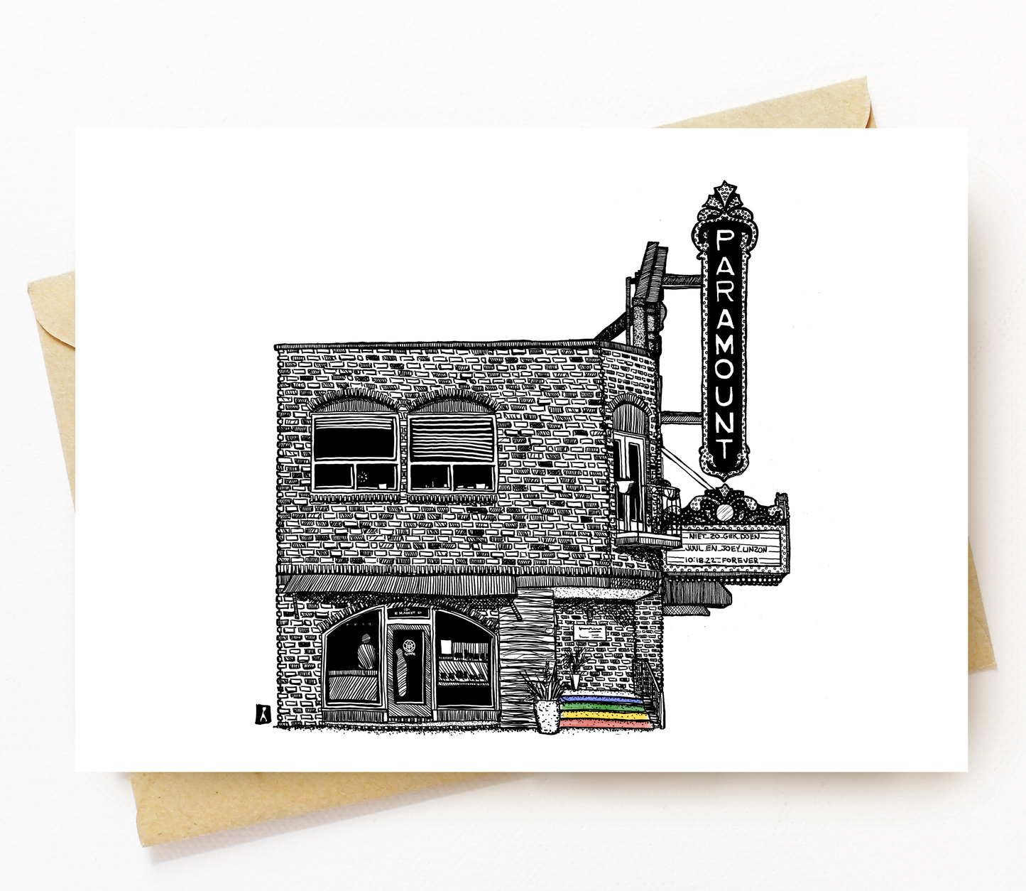 BellavanceInk: Greeting Card of the Charlottesville Area Downtown Mall Corner Juice And The Paramount