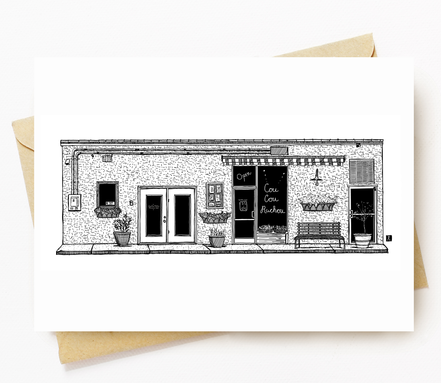 BellavanceInk: Greeting Card With A Pen & Ink Drawing Of Cou Cou Rachou Bakery In Charlottesville (Copy)