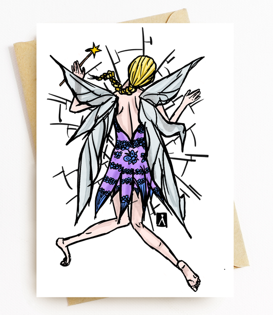 BellavanceInk: 5 x 7 Fairy Crashing Into Window Greeting Card