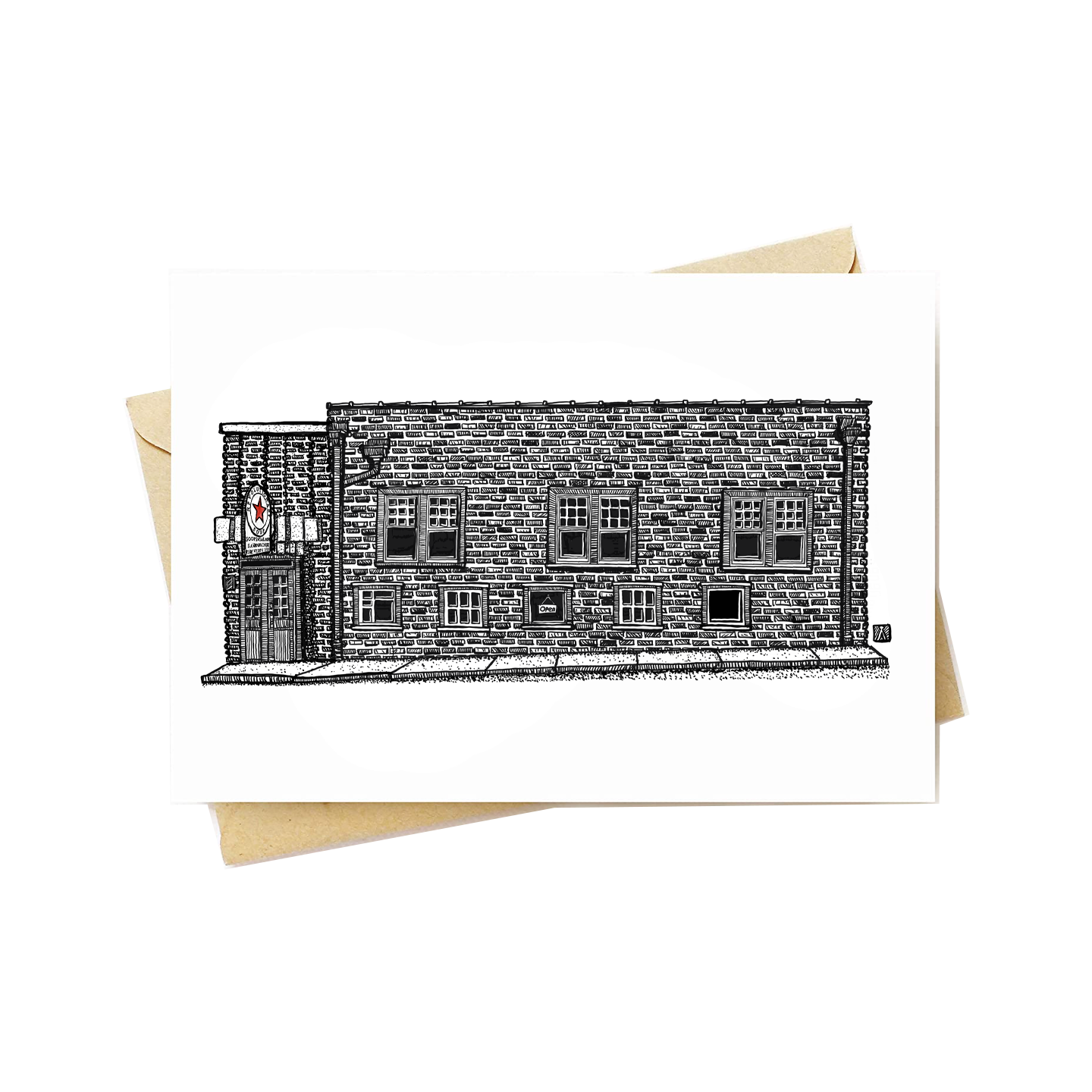 BellavanceInk: Greeting Card With A Pen & Ink Drawing Of Revolutionary Soup In Charlottesville 5 x 7 Inches