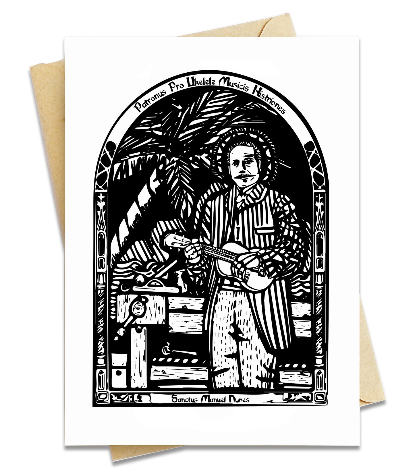 BellavanceInk: Greeting Card Of Saint Manuel Nunes Patron Saint Of Ukelele Players 5 x 7 Inches