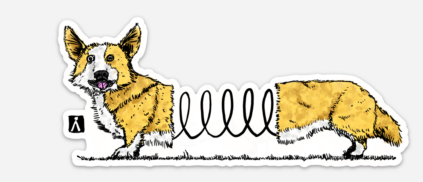 BellavanceInk: Welsh Corgi Attached By A Coil Spring Vinyl Sticker