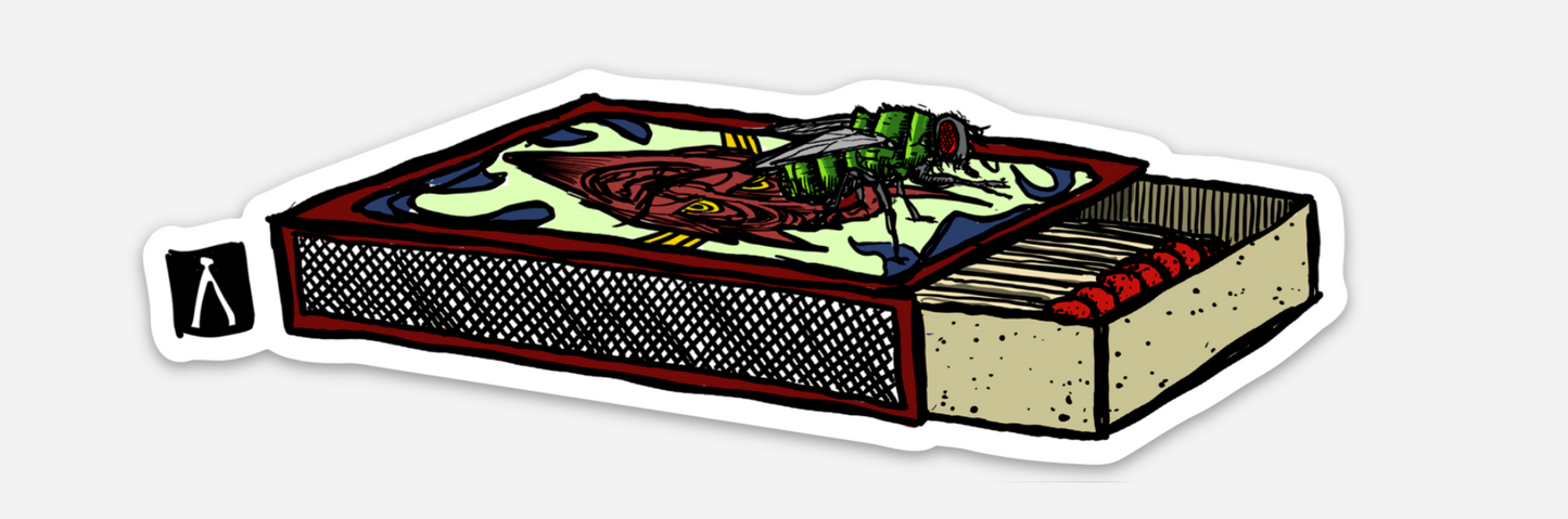 BellavanceInk: Fly In A Vintage Matchbox Vinyl Sticker Illustration