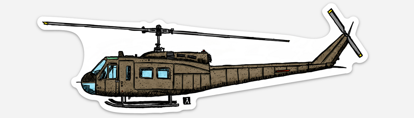 BellavanceInk: Vintage Vintage UH-1 Iroquois Huey Vinyl Sticker Pen and Ink Illustration