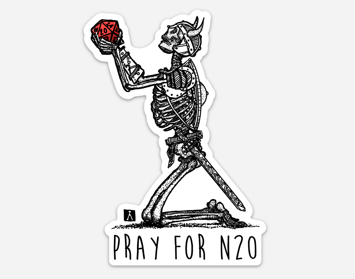 BellavanceInk: Pray For Natural 20 Adventurer RPG Vinyl Sticker Hand Drawn Illustration