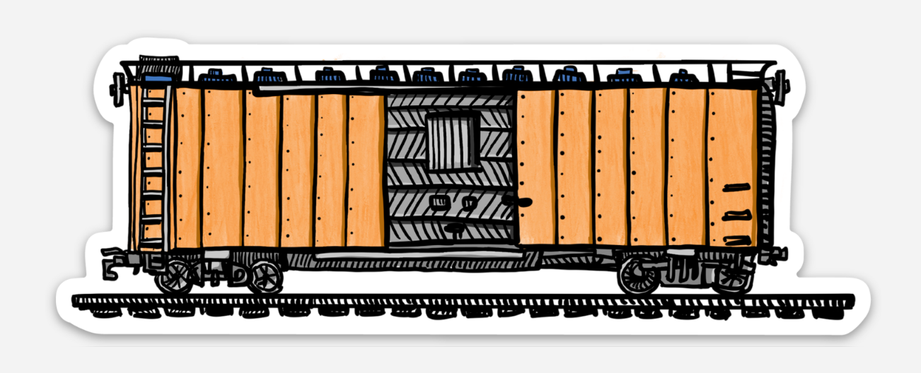 BellavanceInk: Vintage Train Cars Vinyl Sticker Illustrations Locomotive To The Caboose And More