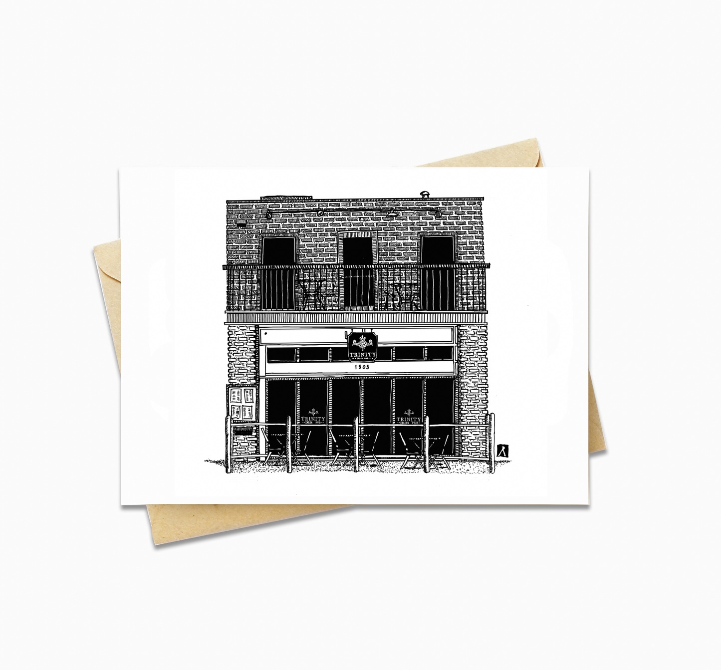 BellavanceInk: Greeting Card With A Pen & Ink Drawing Of Trinity Irish Bar On The Corner In Charlottesville (Copy)