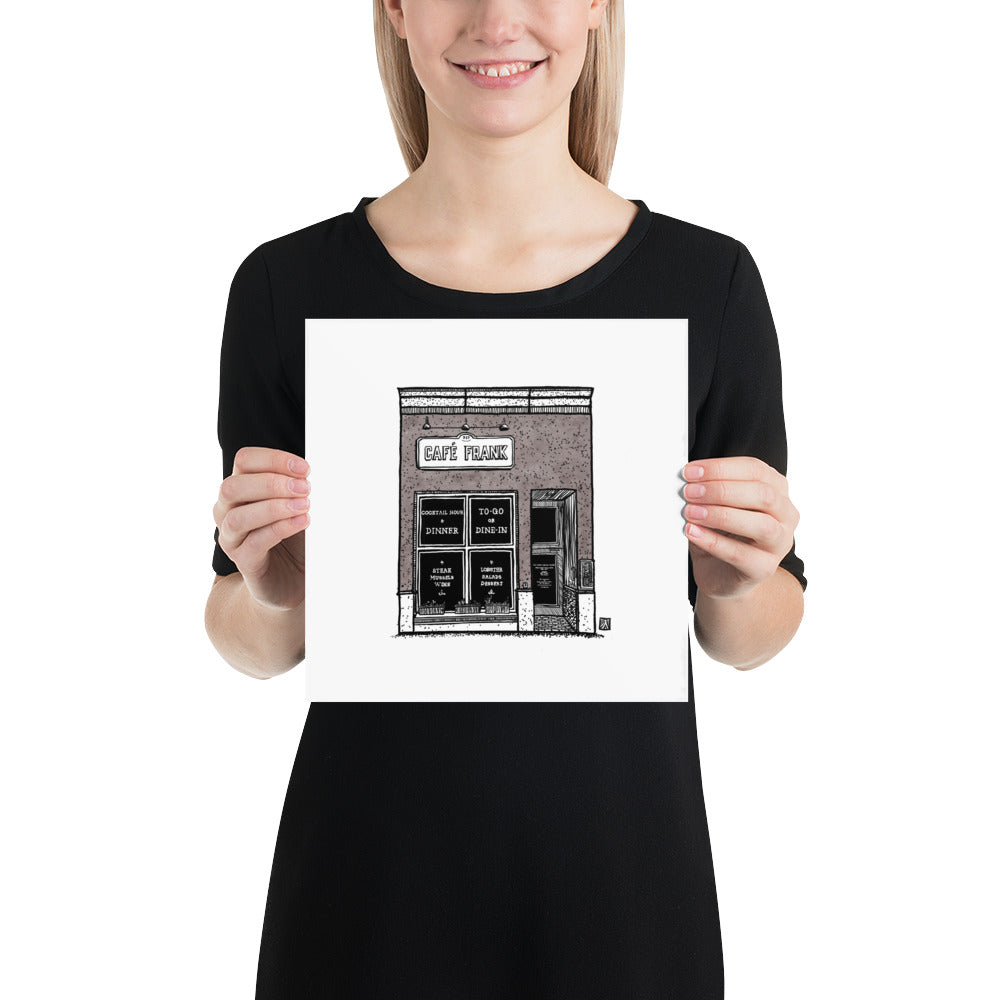 BellavanceInk: Limited Print With A Pen & Ink Drawing Of Cafe Frank On The Charlottesville Downtown Mall 5 x 7 Inches