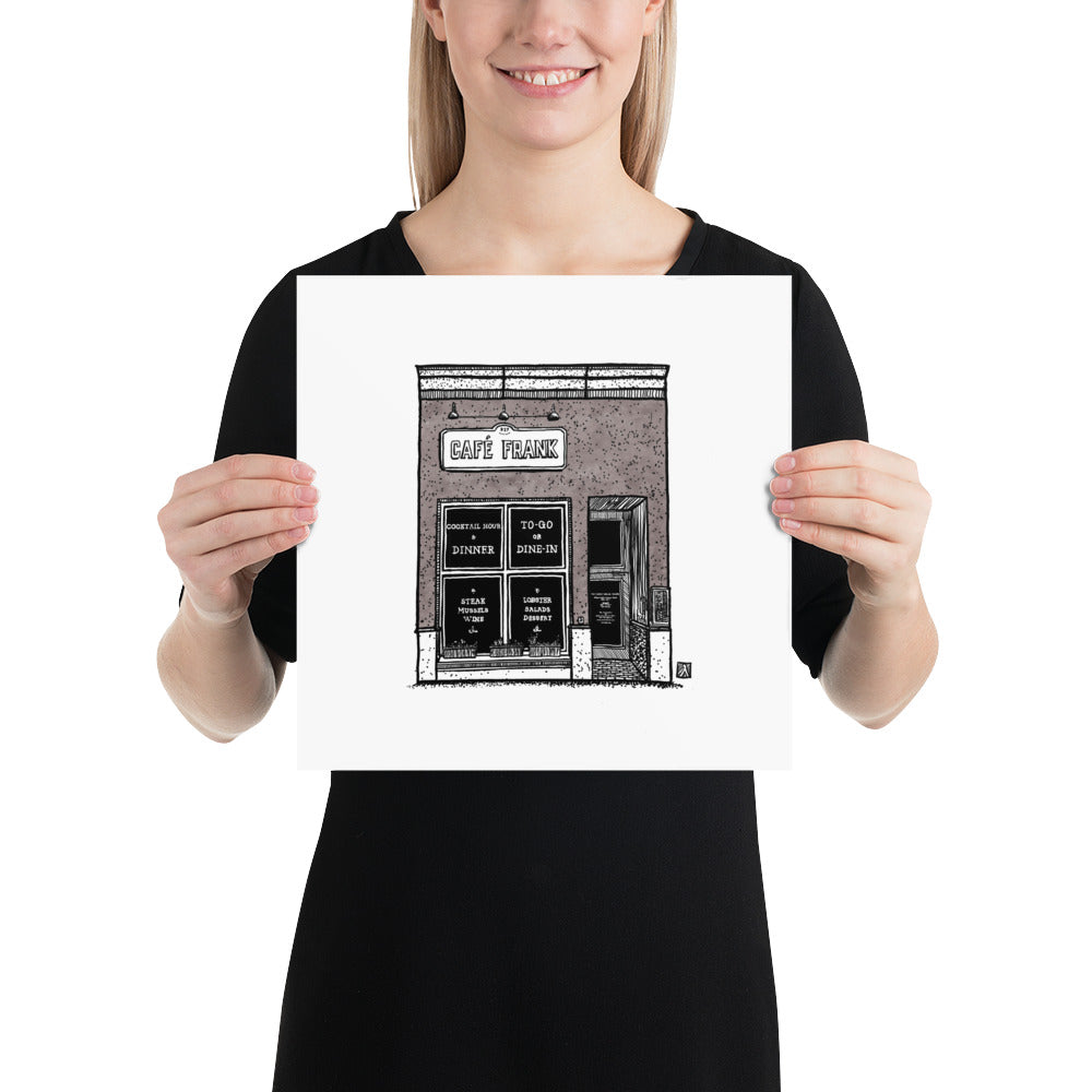 BellavanceInk: Limited Print With A Pen & Ink Drawing Of Cafe Frank On The Charlottesville Downtown Mall 5 x 7 Inches