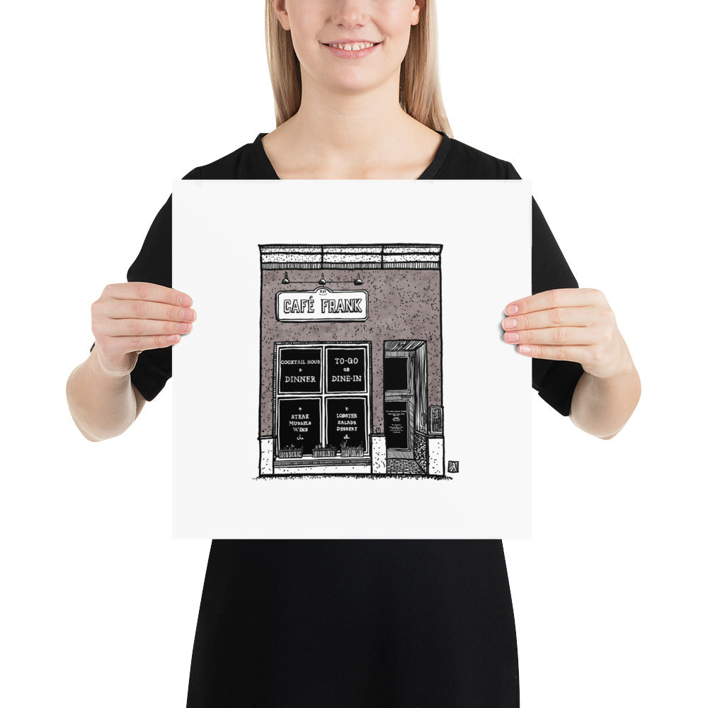 BellavanceInk: Limited Print With A Pen & Ink Drawing Of Cafe Frank On The Charlottesville Downtown Mall 5 x 7 Inches