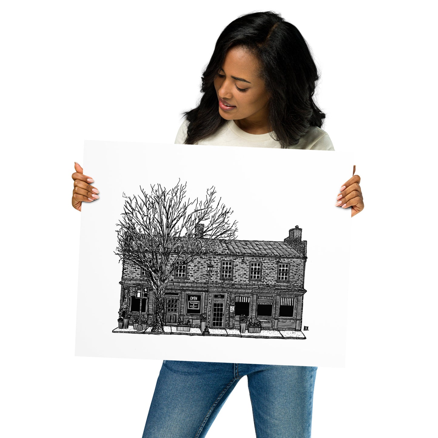 BellavanceInk: Charlottesville Area Attractions Tavern And Grocery Restaurant Pen & Ink Sketch