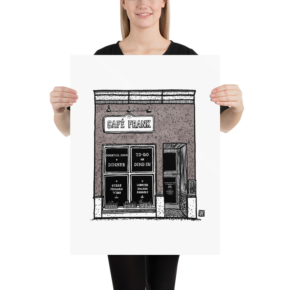BellavanceInk: Limited Print With A Pen & Ink Drawing Of Cafe Frank On The Charlottesville Downtown Mall 5 x 7 Inches
