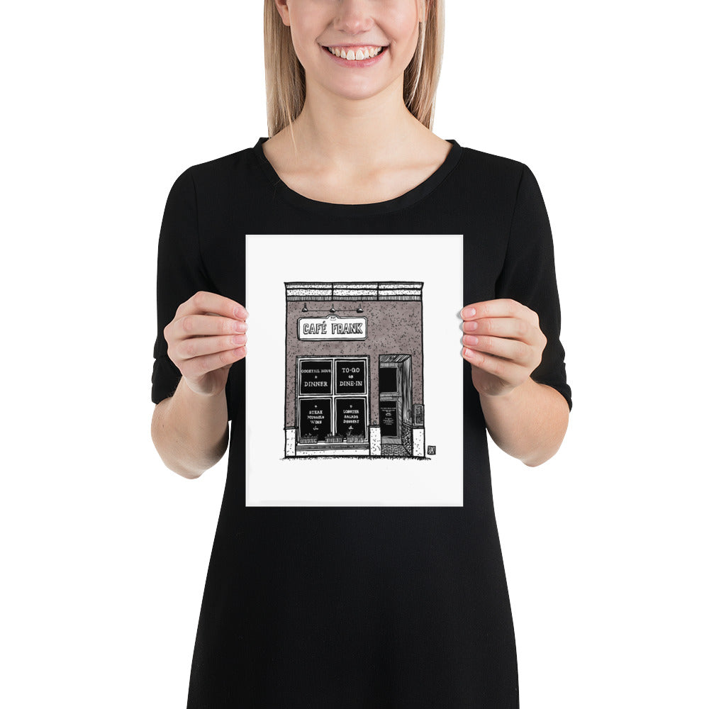 BellavanceInk: Limited Print With A Pen & Ink Drawing Of Cafe Frank On The Charlottesville Downtown Mall 5 x 7 Inches