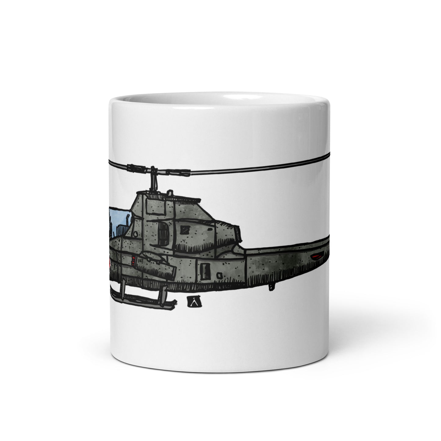 BellavanceInk: Coffee Mug With A Vintage Cobra Attack Helicopter Pen & Ink Sketch With Watercolor