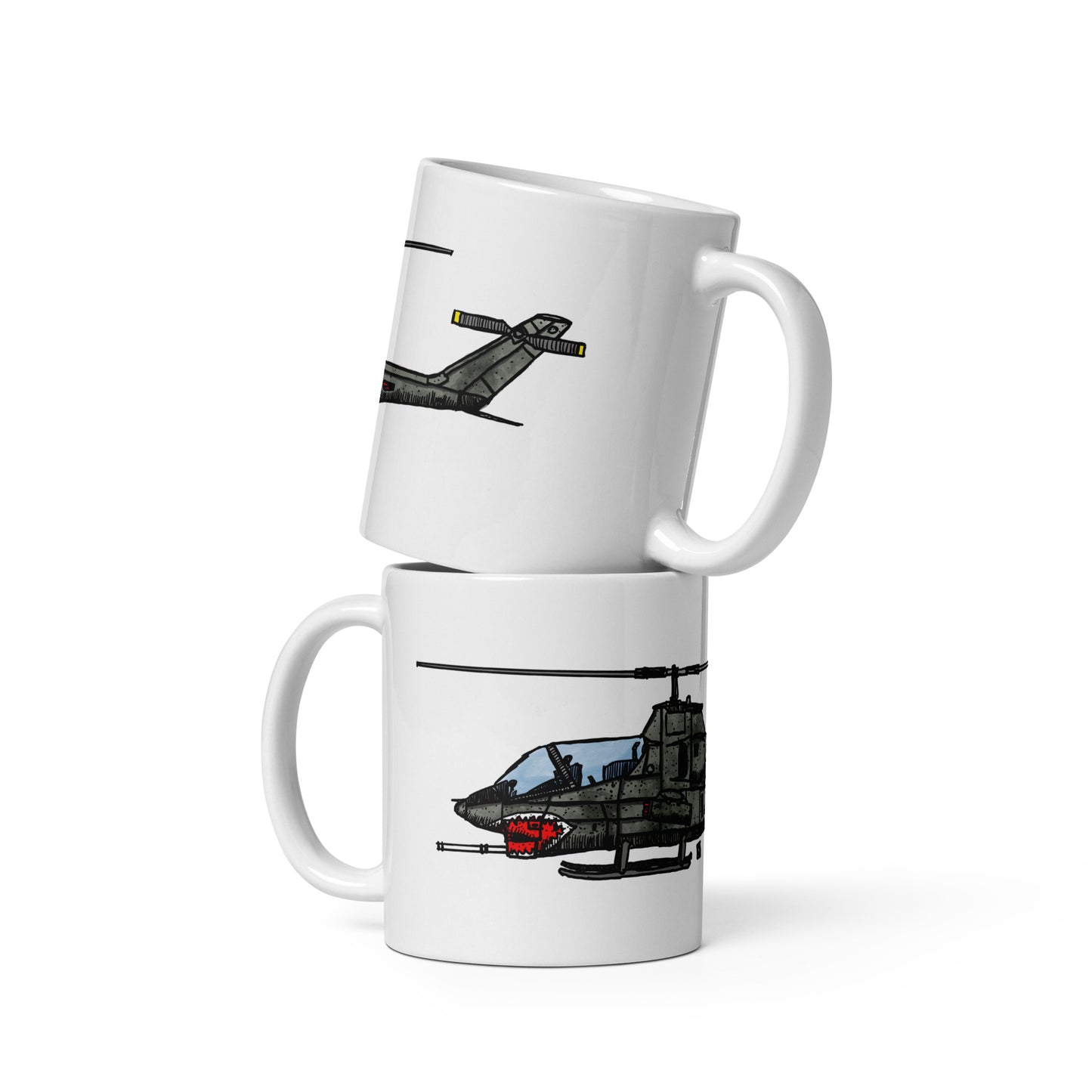 BellavanceInk: Coffee Mug With A Vintage Cobra Attack Helicopter Pen & Ink Sketch With Watercolor