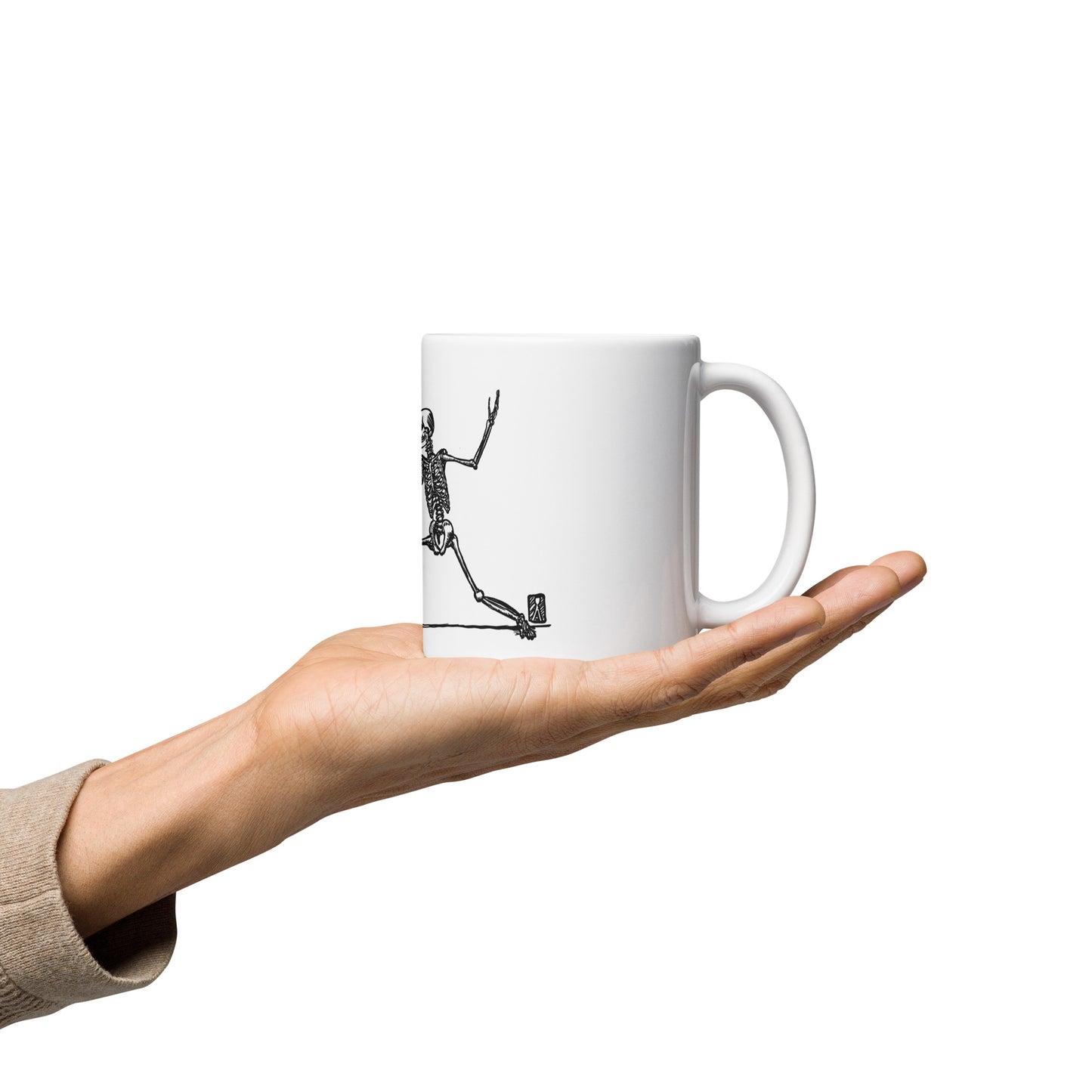 BellavanceInk: Coffee Mug With Pen & Ink Drawing Of A Skeleton Fencing With Their Sword