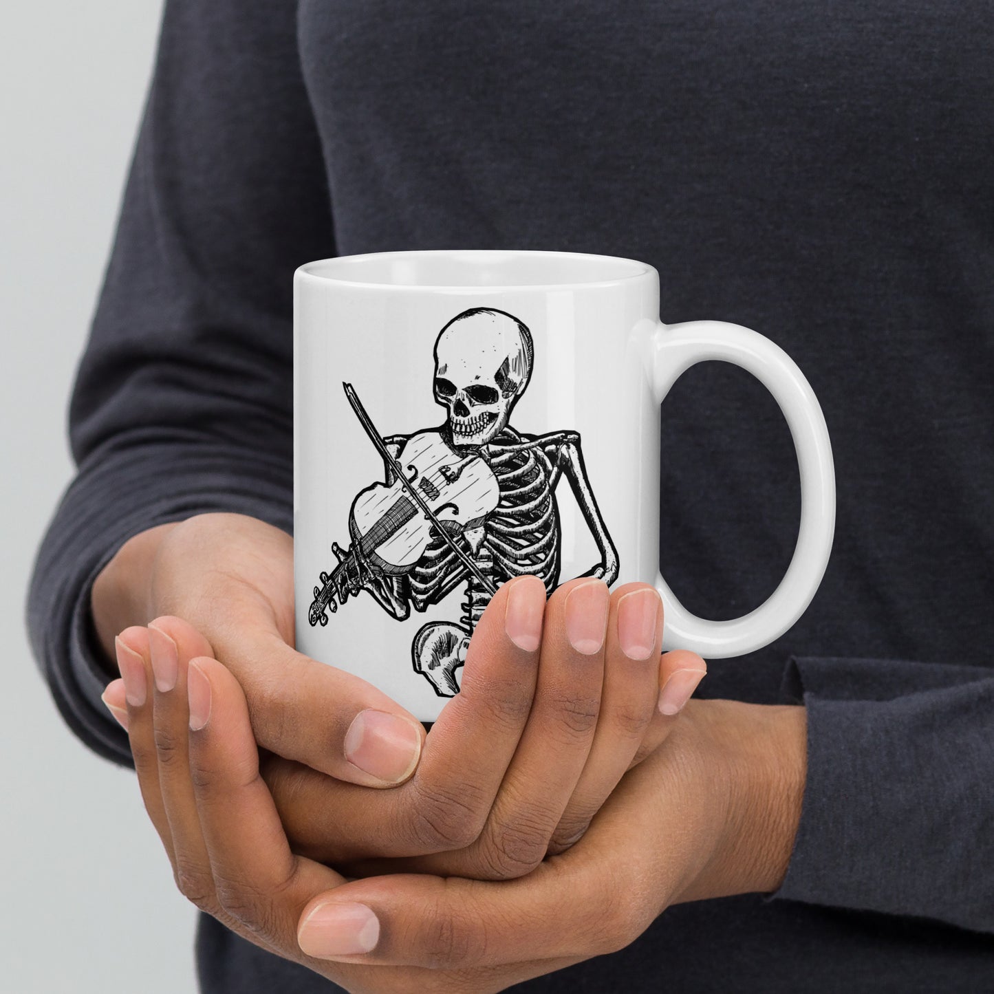 BellavanceInk: Coffee Mug With Pen & Ink Drawing Of A Skeleton Playing The Fiddle/Violin