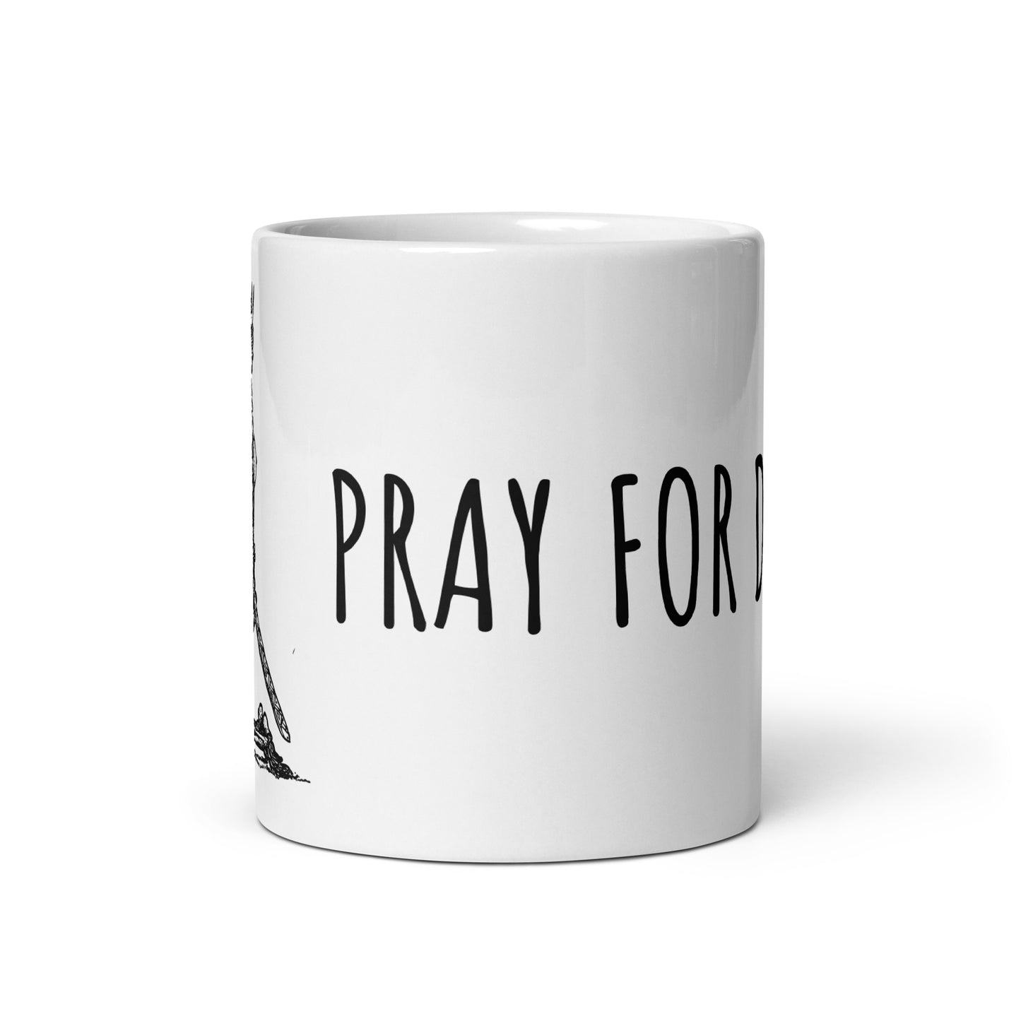 BellavanceInk: Coffee Mug With Pen & Ink Drawing Of A Skeleton Warrior Praying For A D20 Dice Roll