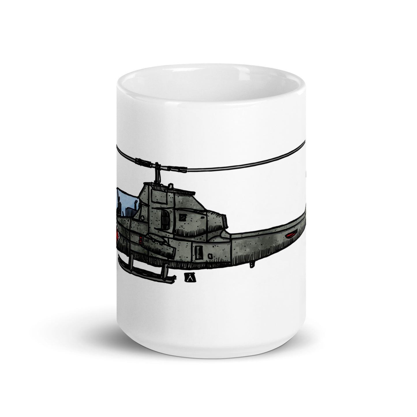 BellavanceInk: Coffee Mug With A Vintage Cobra Attack Helicopter Pen & Ink Sketch With Watercolor