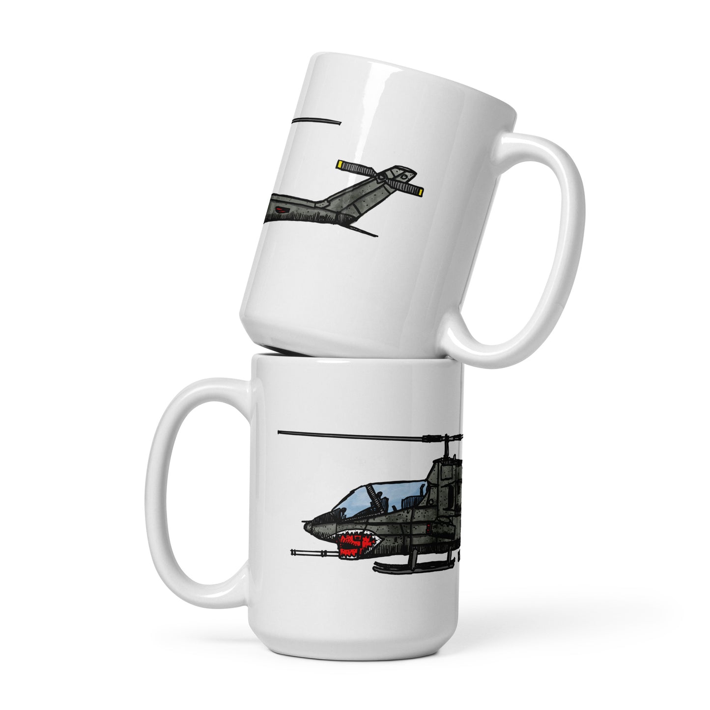 BellavanceInk: Coffee Mug With A Vintage Cobra Attack Helicopter Pen & Ink Sketch With Watercolor