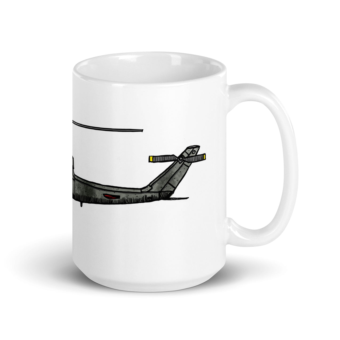 BellavanceInk: Coffee Mug With A Vintage Cobra Attack Helicopter Pen & Ink Sketch With Watercolor