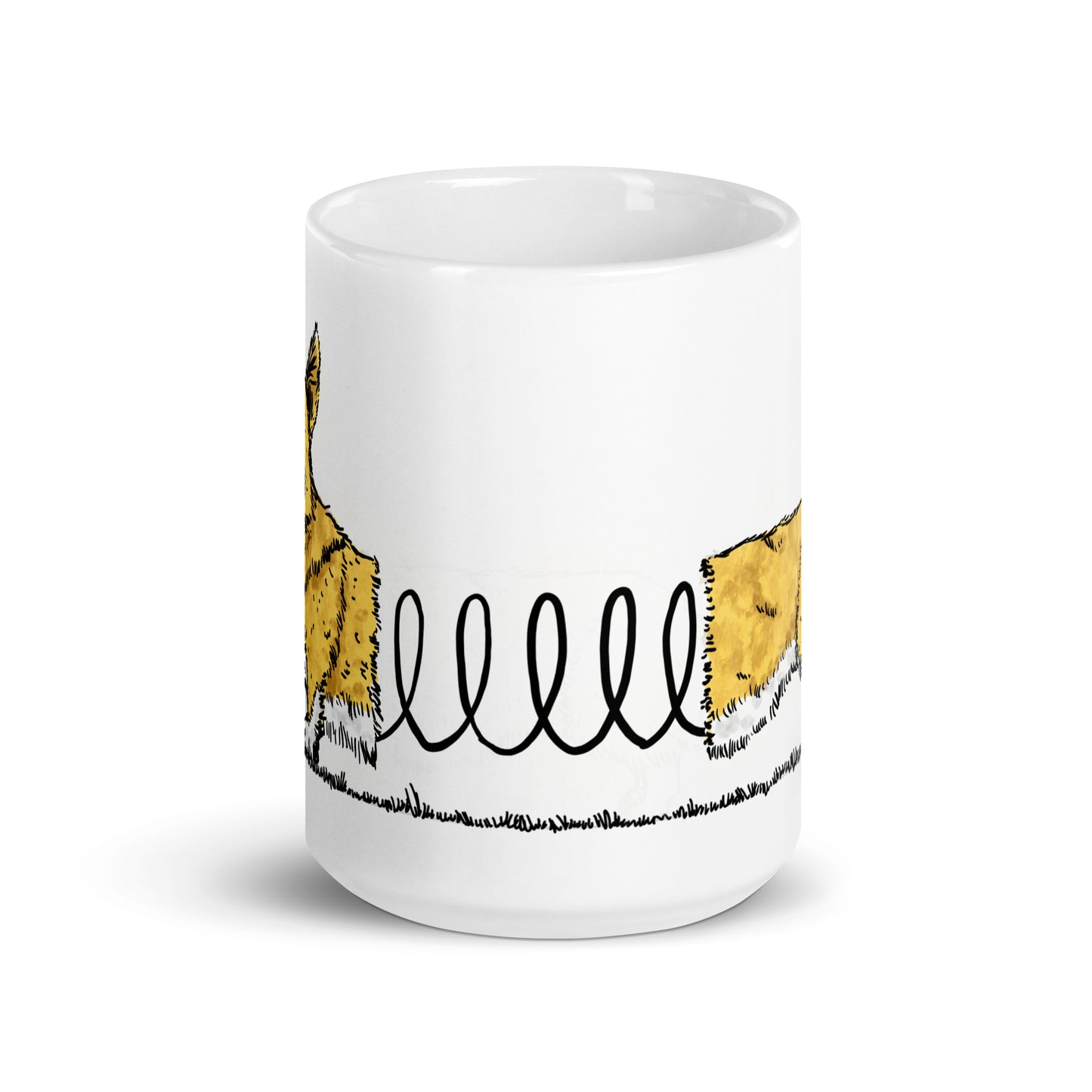 BellavanceInk: Coffee Mug With A Corgi Attached Together By A Coil