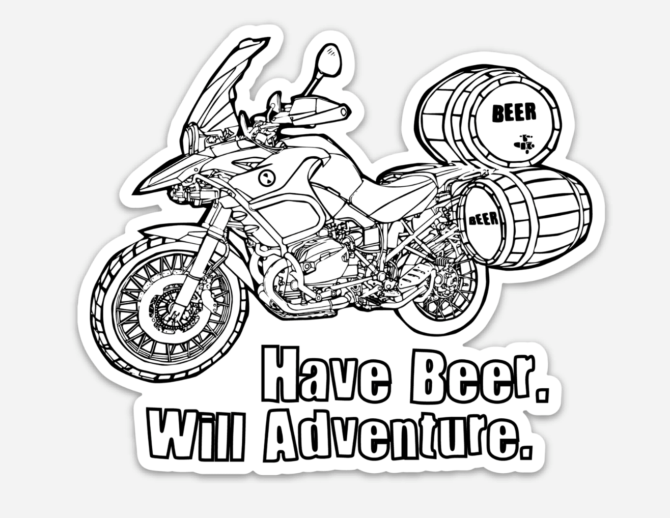 BellavanceInk: BMW Adventure Bike With Beer Cask Panniers Sticker Illustration - BellavanceInk