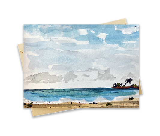 BellavanceInk: Greeting Card With Watercolor Of A Beach View In The Bahamas 5 x 7 Inches