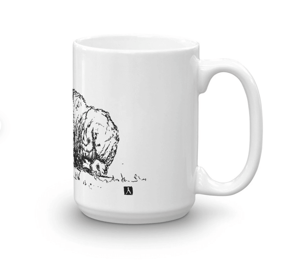 BellavanceInk: Coffee Mug With Laying Ram In A Field Pen & Ink Sketch - BellavanceInk