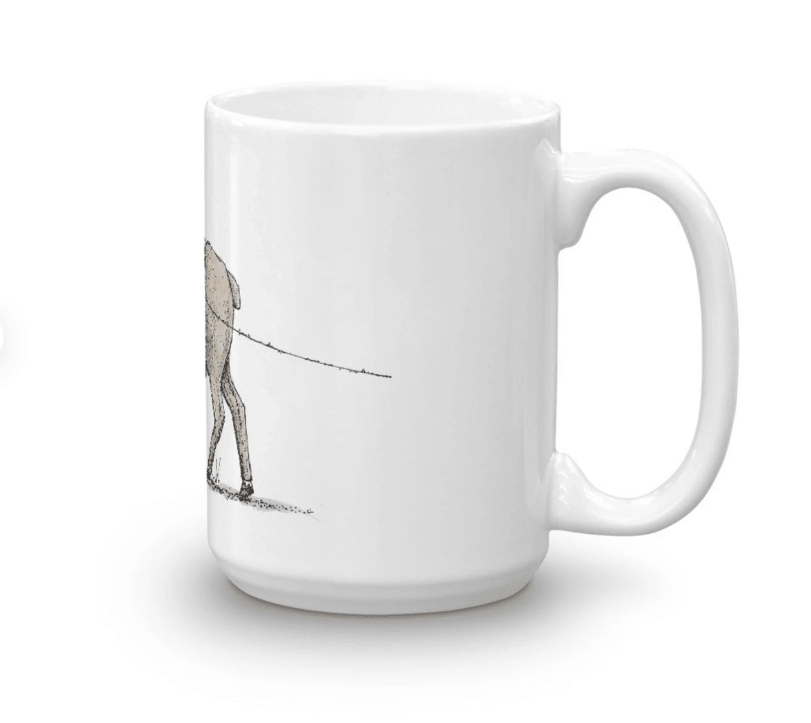 BellavanceInk: Coffee Mug With Sheep Walking Away While Losing Her Wool Pen & Ink Sketch - BellavanceInk