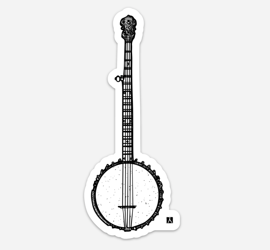 BellavanceInk Pen And Ink Drawing Of A Banjo Vinyl Sticker
