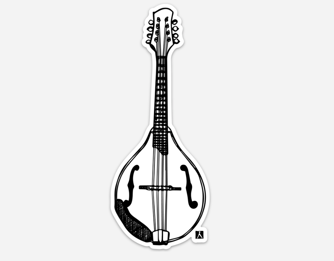 BellavanceInk: Pen And Ink Drawing Of An A Style Mandolin Vinyl Sticker