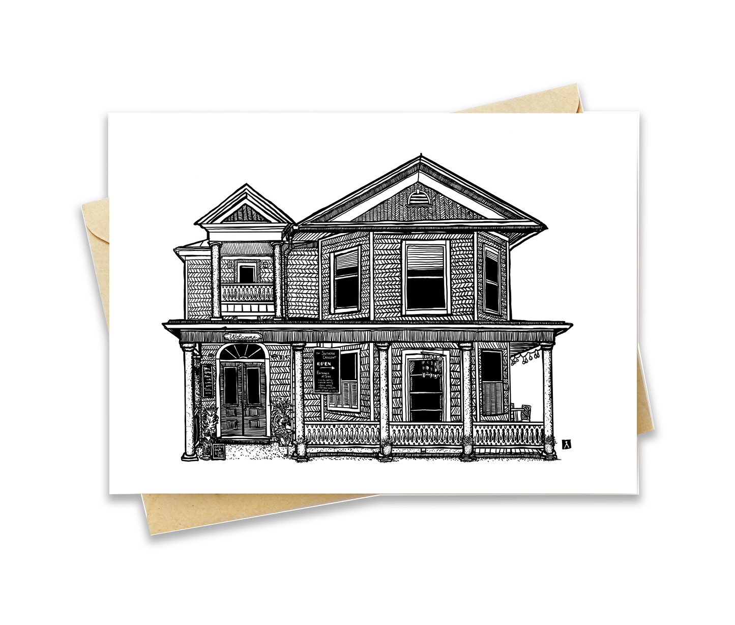 BellavanceInk: Greeting Card With A Pen & Ink Drawing Of The Southern Crescent In Belmont, Charlottesville 5 x 7 Inches