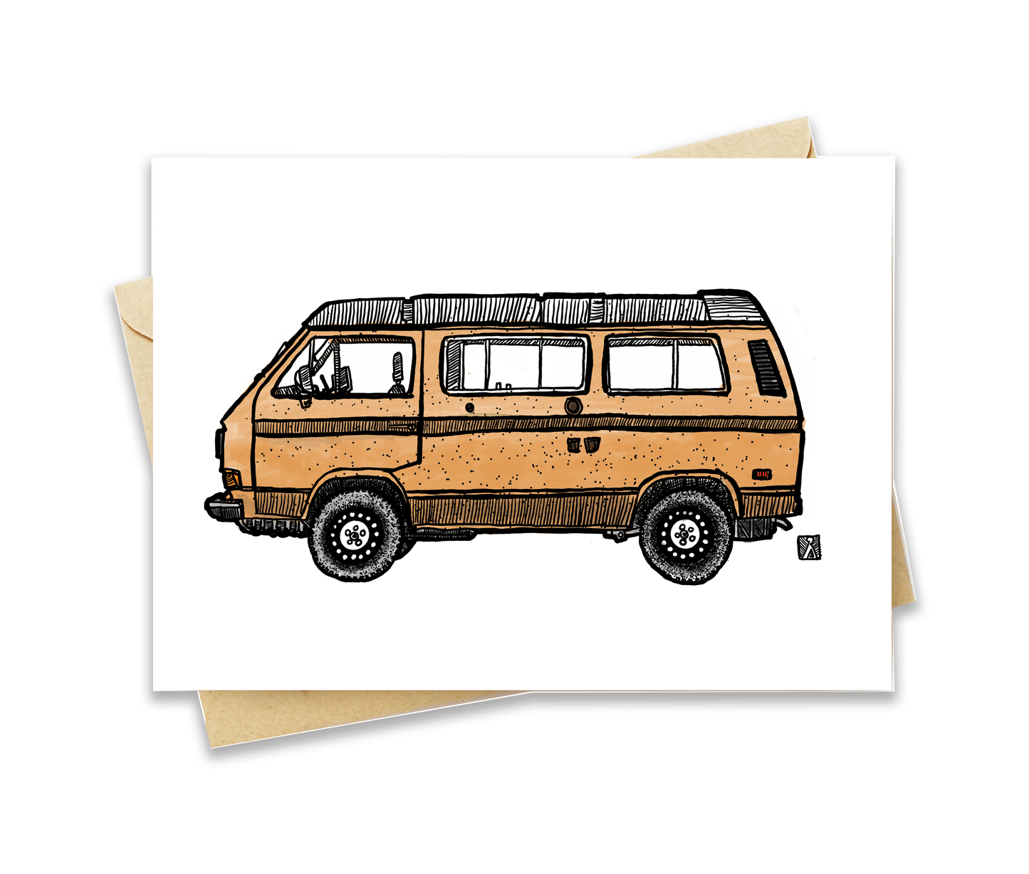 BellavanceInk: Greeting Card With A Pen & Ink Watercolor Drawing Of A Vintage VW Westfalia 5 x 7 Inches - BellavanceInk