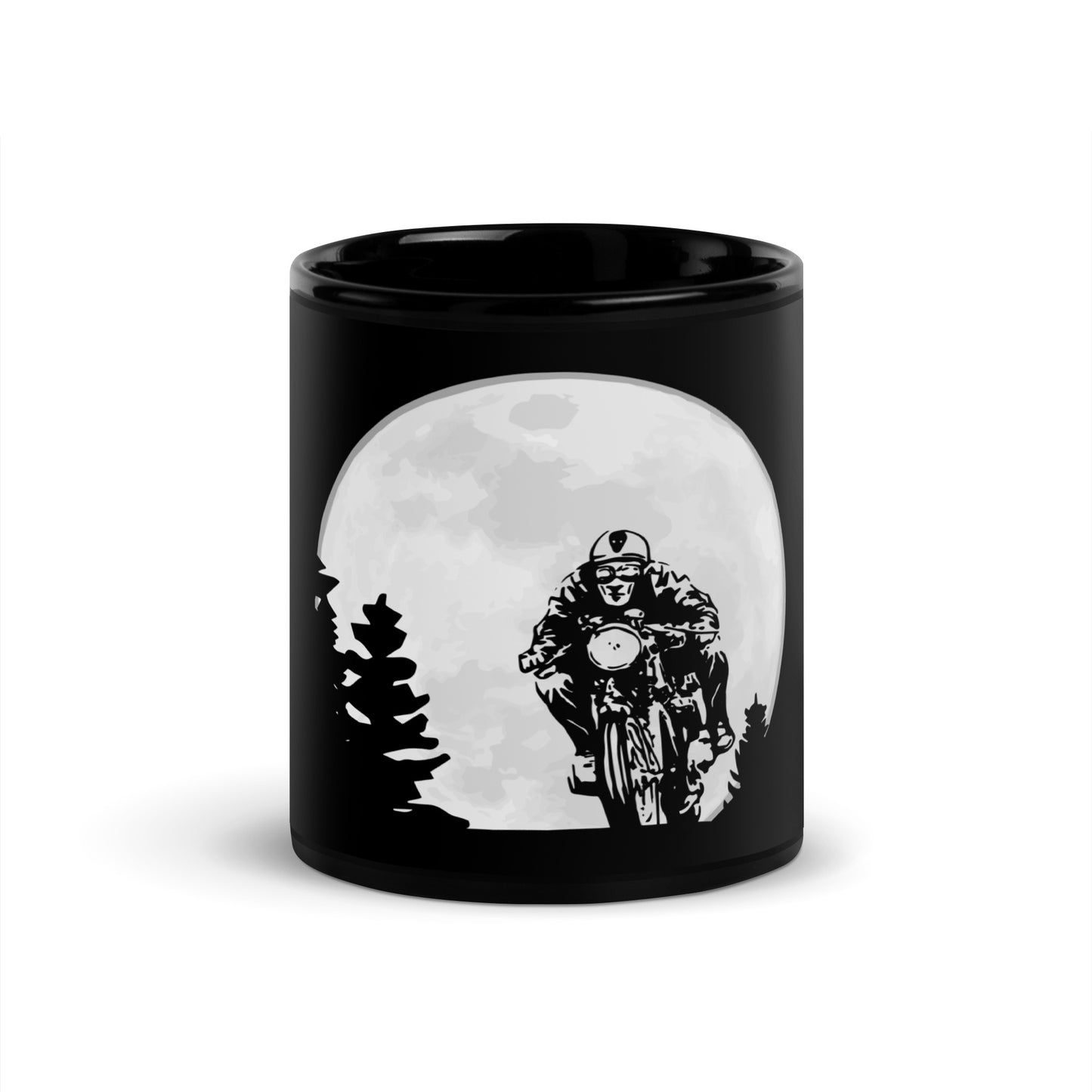 BellavanceInk: Midnight Moon Motorcycle Rider On Black Coffee Mug