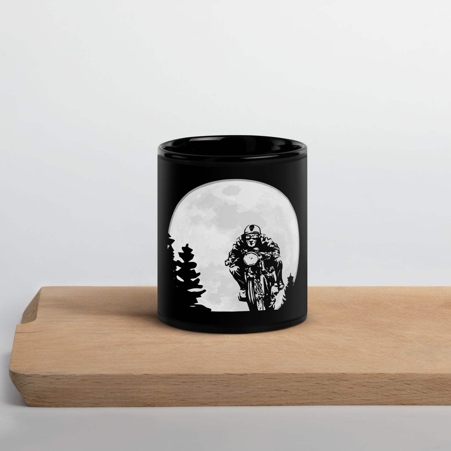 BellavanceInk: Midnight Moon Motorcycle Rider On Black Coffee Mug