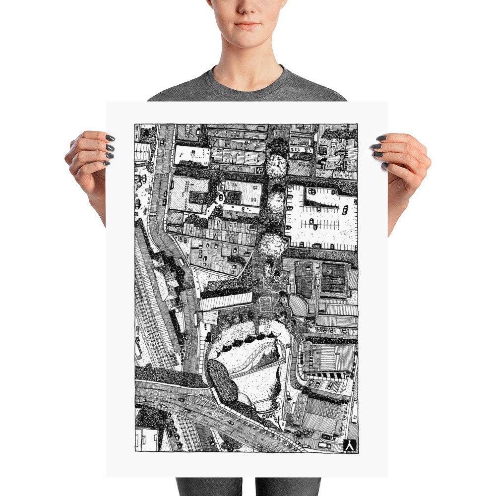 BellavanceInk: Charlottesville Area Attractions The Downtown Mall Pen & Ink Sketch - BellavanceInk