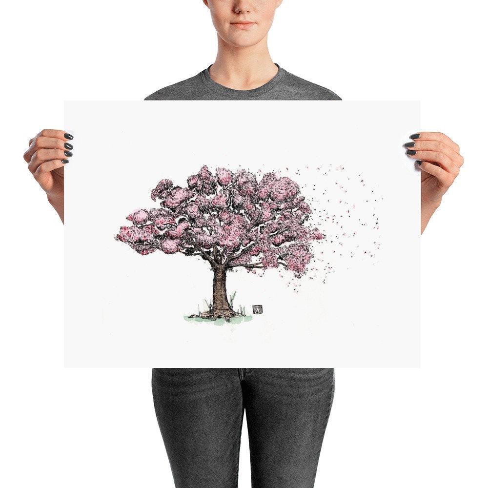 BellavanceInk: Pen & Ink/Watercolor Drawing of a Cherry Blossom Tree - BellavanceInk