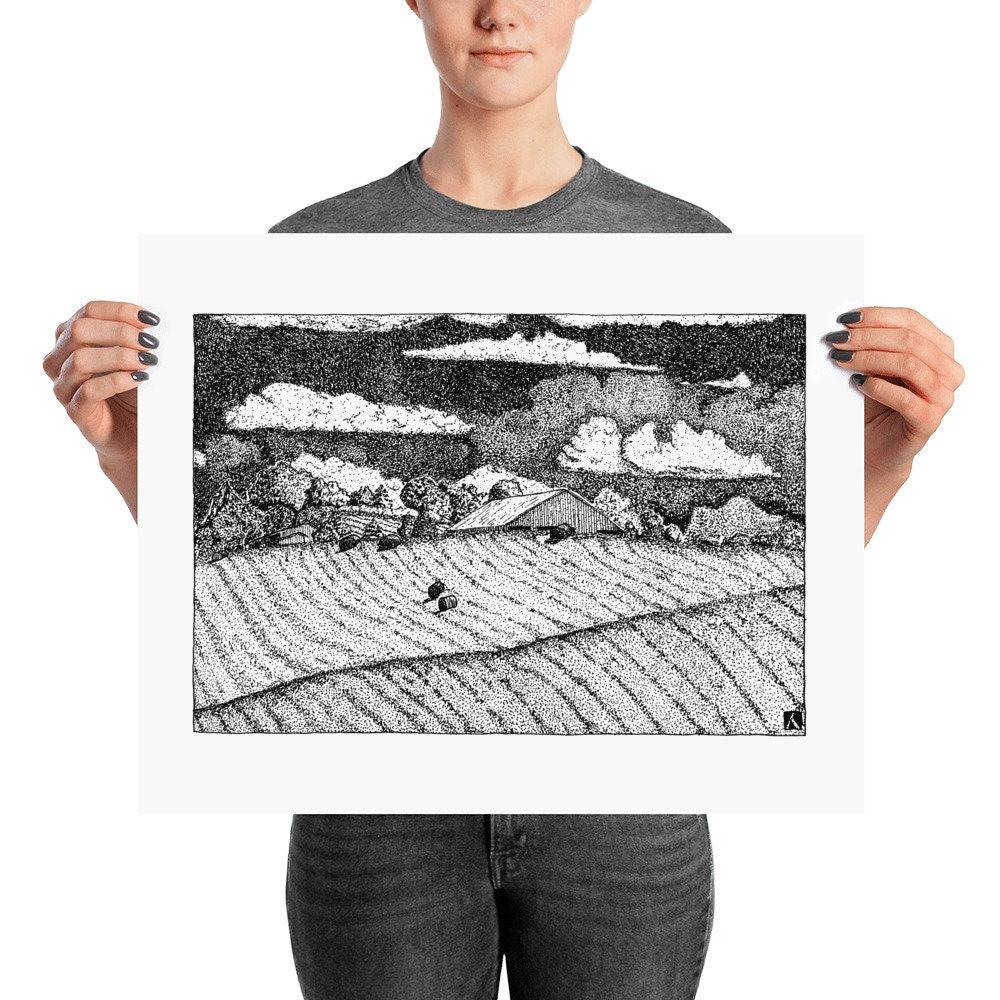 BellavanceInk: Charlottesville Ivy Road Farm Pen & Ink Sketch (Prints also available) - BellavanceInk