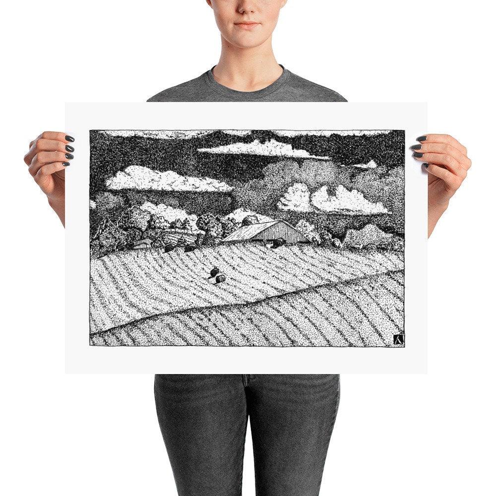 BellavanceInk: Charlottesville Ivy Road Farm Pen & Ink Sketch (Prints also available) - BellavanceInk