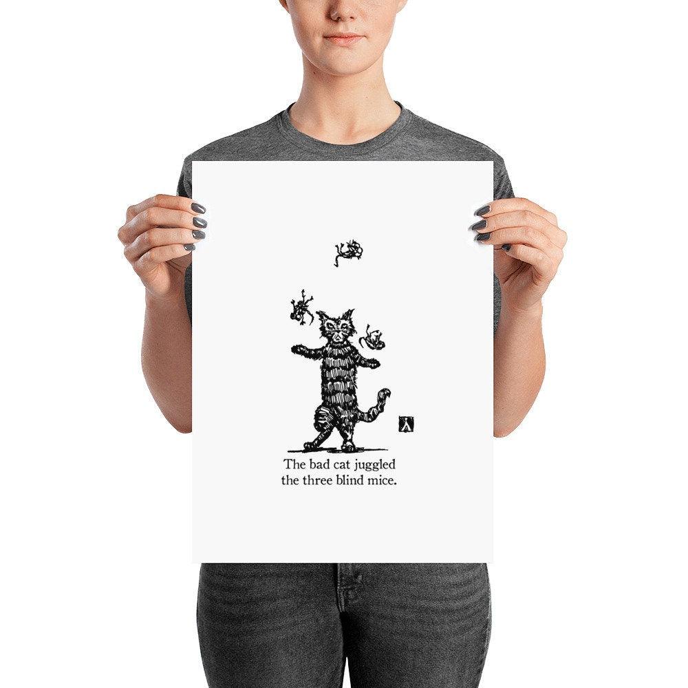 BellavanceInk: Pen & Ink Drawing of the Bad Cat Juggling Three Blind Mice - BellavanceInk