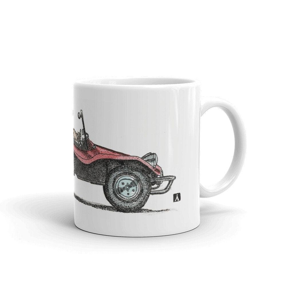 BellavanceInk: Coffee Mug With Monkey Driving A Dune Buggy Pen & Ink Sketch - BellavanceInk
