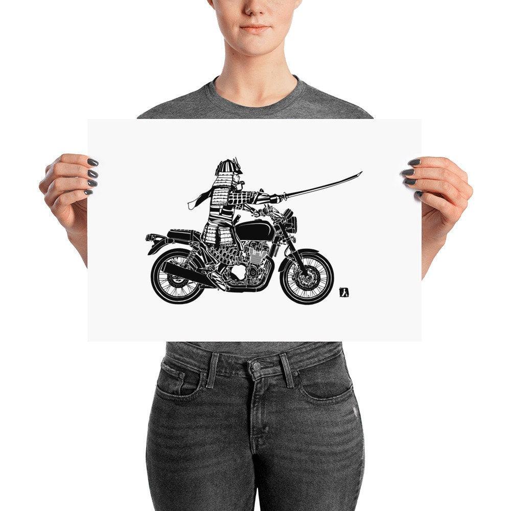 BellavanceInk: Samurai Warrior Riding a Motorcycle Print - BellavanceInk