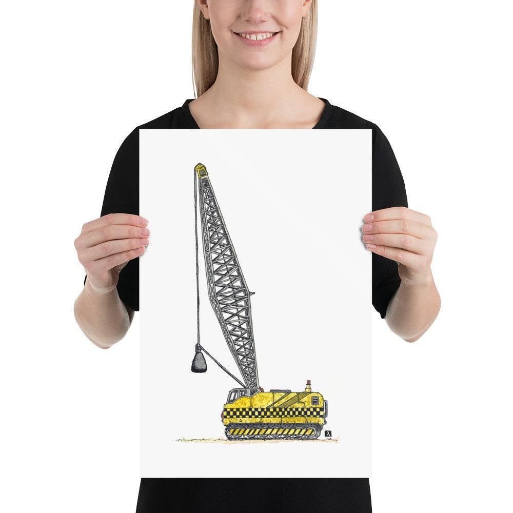 BellavanceInk: Pen & Ink Drawing With Water Color Print of Construction Wrecking Ball - BellavanceInk