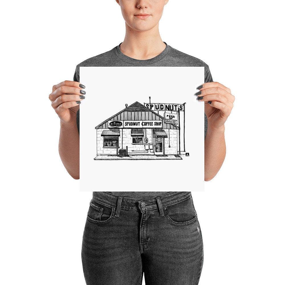 BellavanceInk: Limited Print of the Spudnuts Donut Shop in Downtown Charlottesville - BellavanceInk