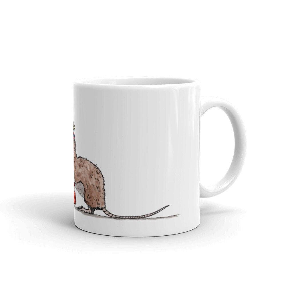 BellavanceInk: White Coffee Mug With Birthday Mouse And His Cupcake - BellavanceInk