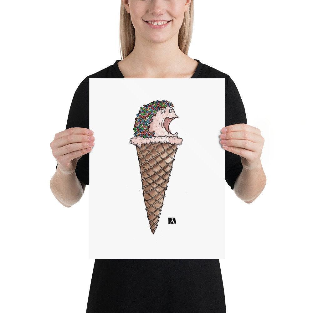 BellavanceInk: Pen & Ink Drawing with Watercolor You Scream, I Scream We All Scream For Ice Cream Print - BellavanceInk