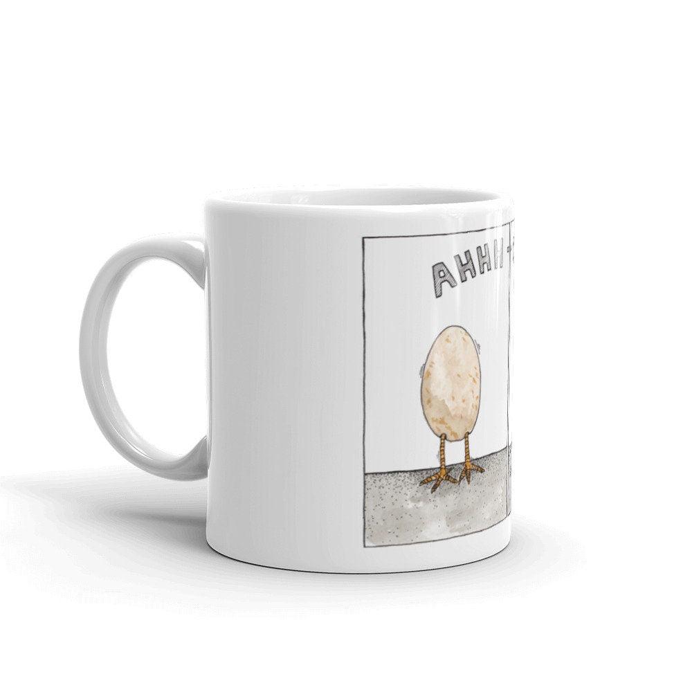 BellavanceInk: Coffee Mug With The Baby Chick Sneezing From A Cold Pen & Ink Watercolor Sketch - BellavanceInk