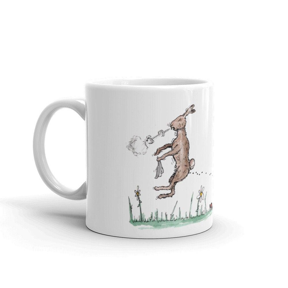 BellavanceInk: Coffee Mug With The Rabbit Sneezing From Allergies Or A Cold Pen & Ink Watercolor Sketch - BellavanceInk