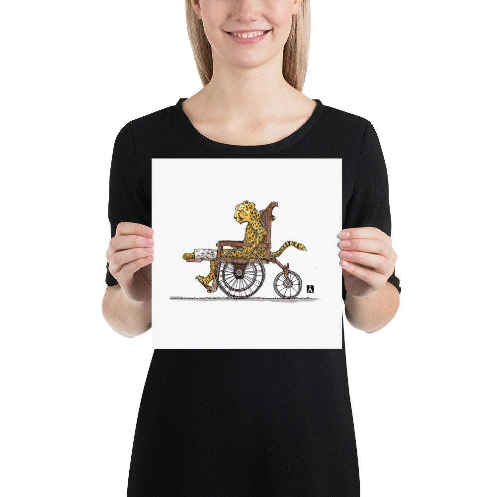 BellavanceInk: Injured Cheetah Strolling Along In His Wheelchair Limited Prints - BellavanceInk